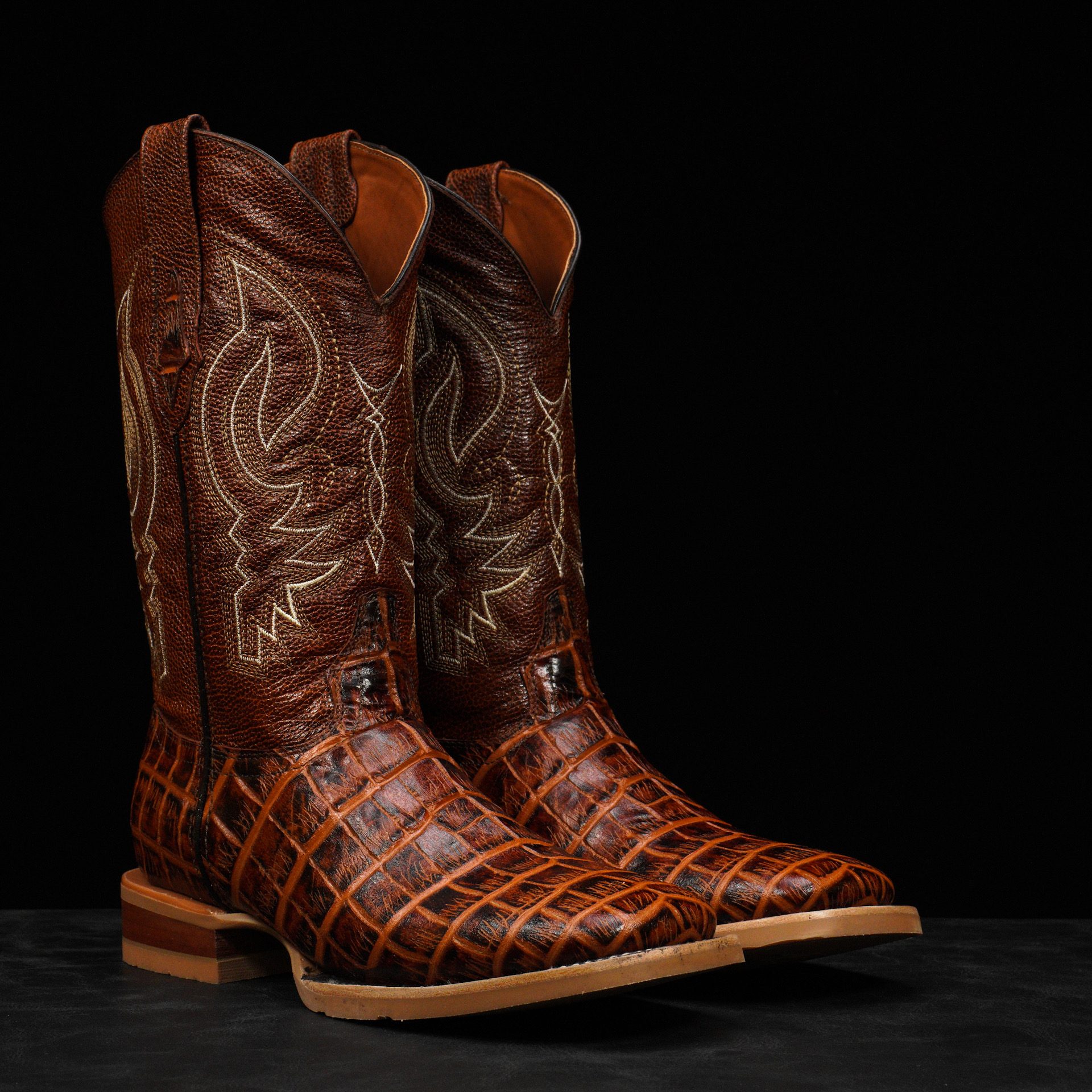 Cognac Alligator Belly - Square Toe