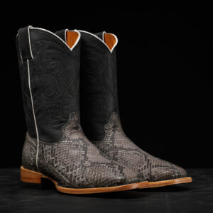 AUTHENTIC Matte Gray Python Belly – Square Toe