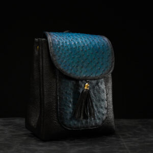 Turquoise Exotic Ostrich Leather Flap Backpack