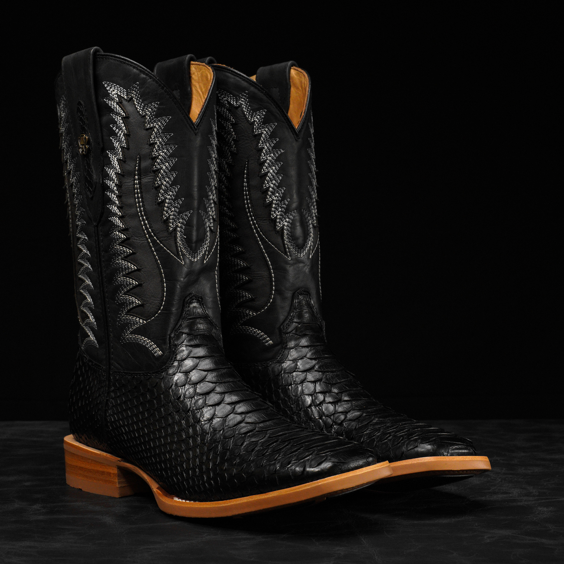 AUTHENTIC Black Python – Square Toe