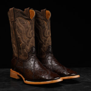 AUTHENTIC Brown Patch Work Ostrich – Square Toe