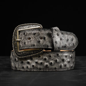 Gray Ostrich Belt
