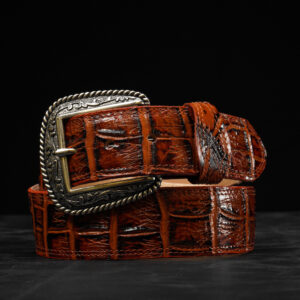 Cognac Alligator Belly Belt