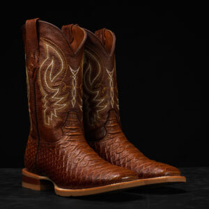 Cognac Giant Python – Square Toe