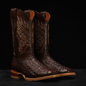 Brown Caiman Horn Back - Square Toe
