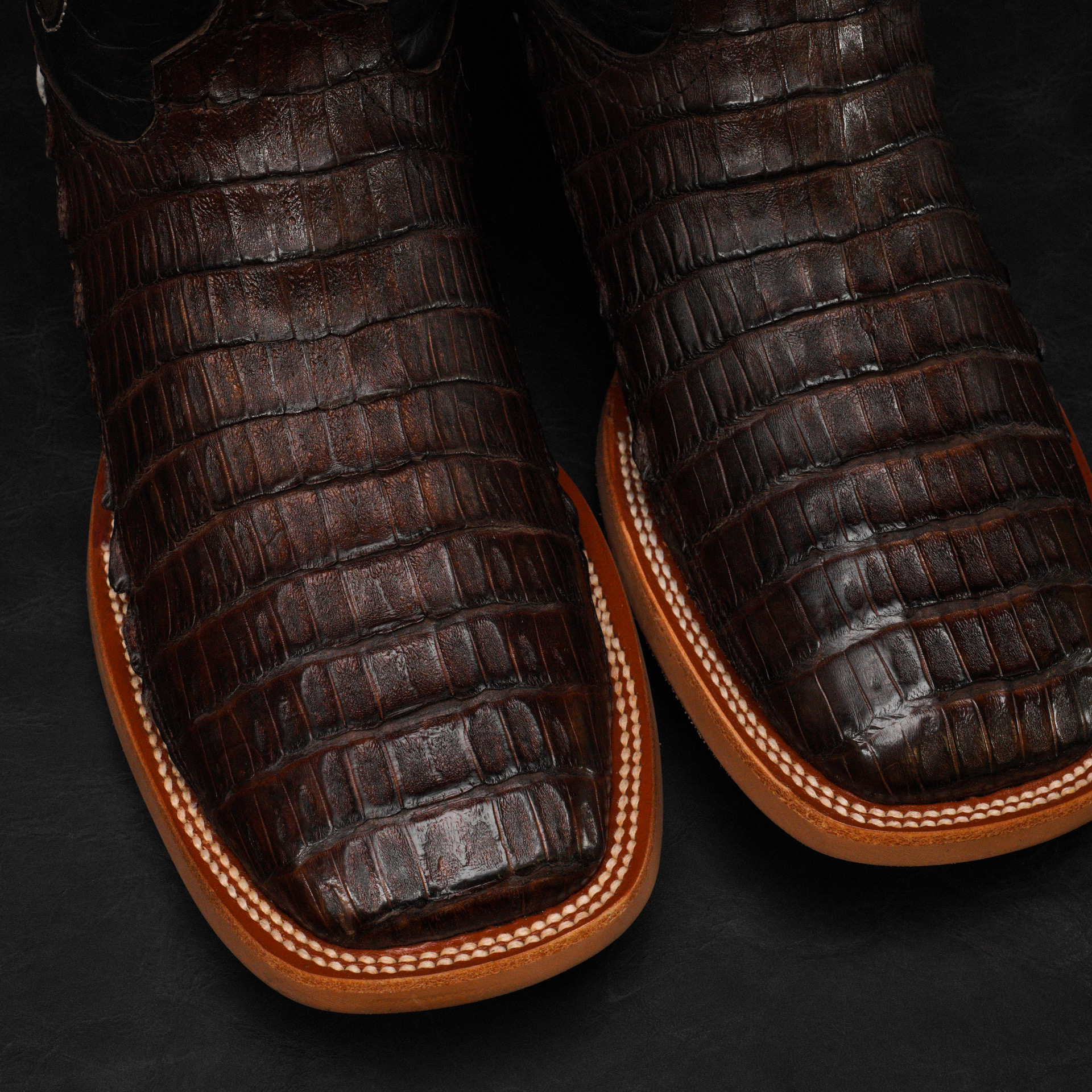 AUTHENTIC Brown Caiman Belly – Square Toe - Image 2