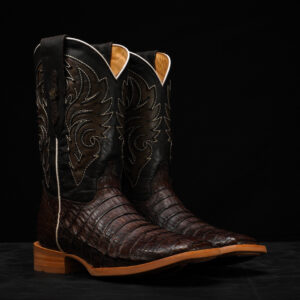 AUTHENTIC Brown Caiman Belly – Square Toe