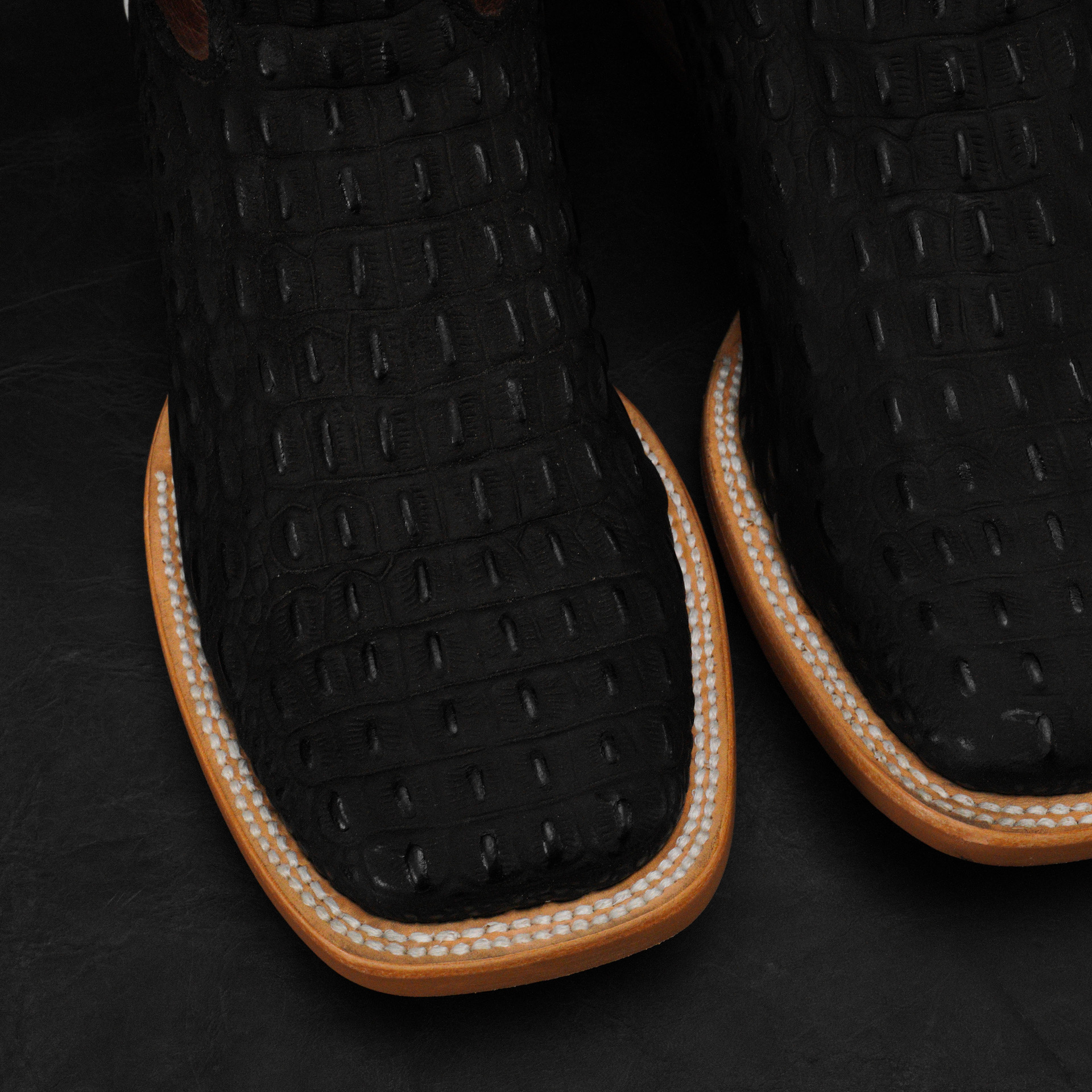 Matte Black Caiman Hornback - Ranch Square Toe - Image 3
