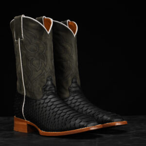 Matte Black Python – Square Toe