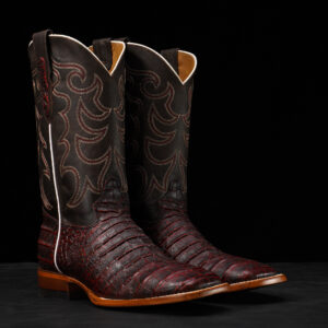 Black Cherry Caiman Belly - Square Toe
