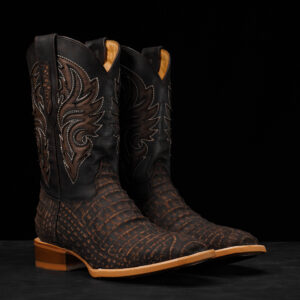 Matte Brown Caiman Belly - Square Toe