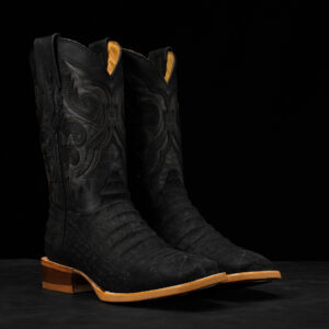 Matte Black Caiman Belly - Square Toe