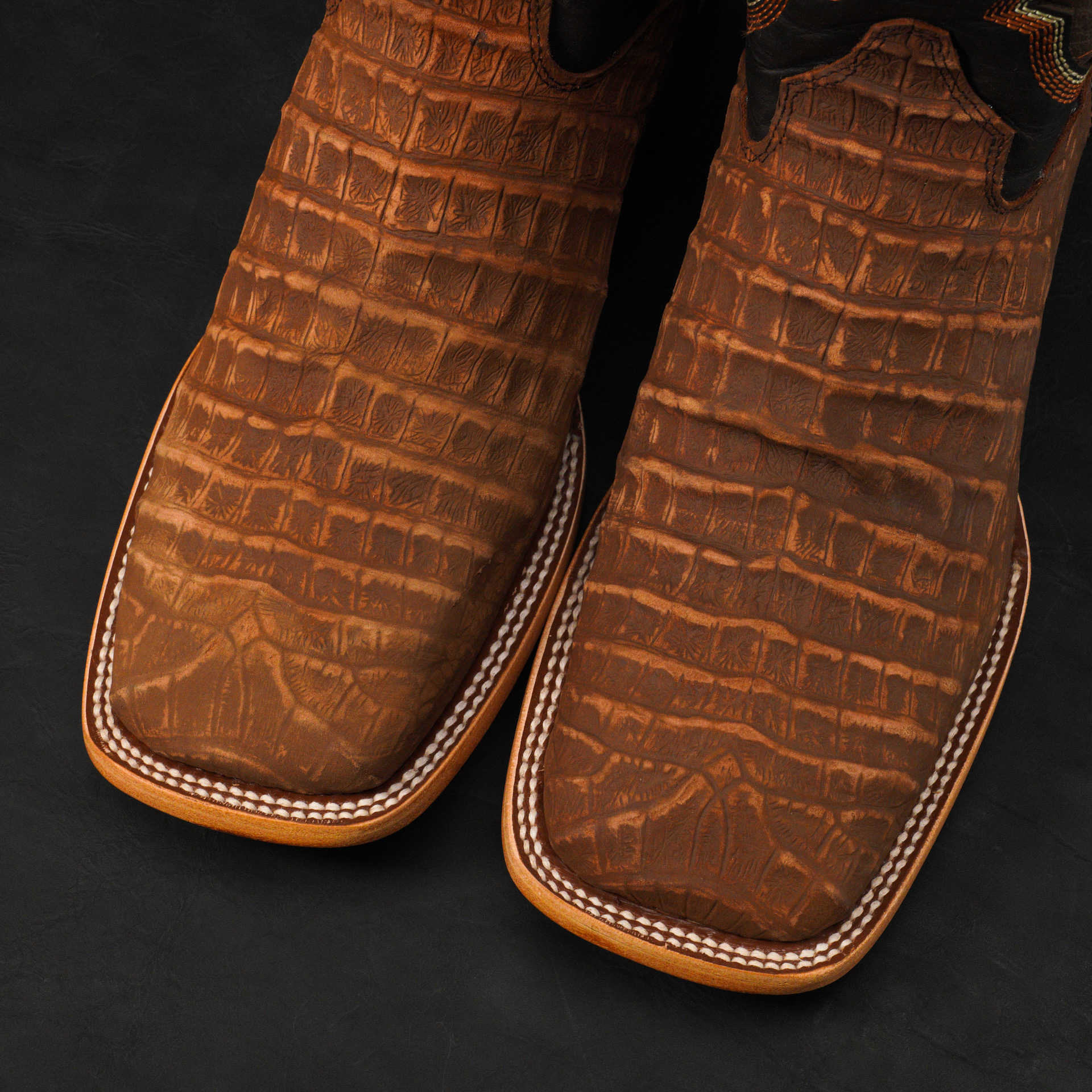 Matte Honey Nubuck Caiman Belly - Arena Square Toe - Image 3
