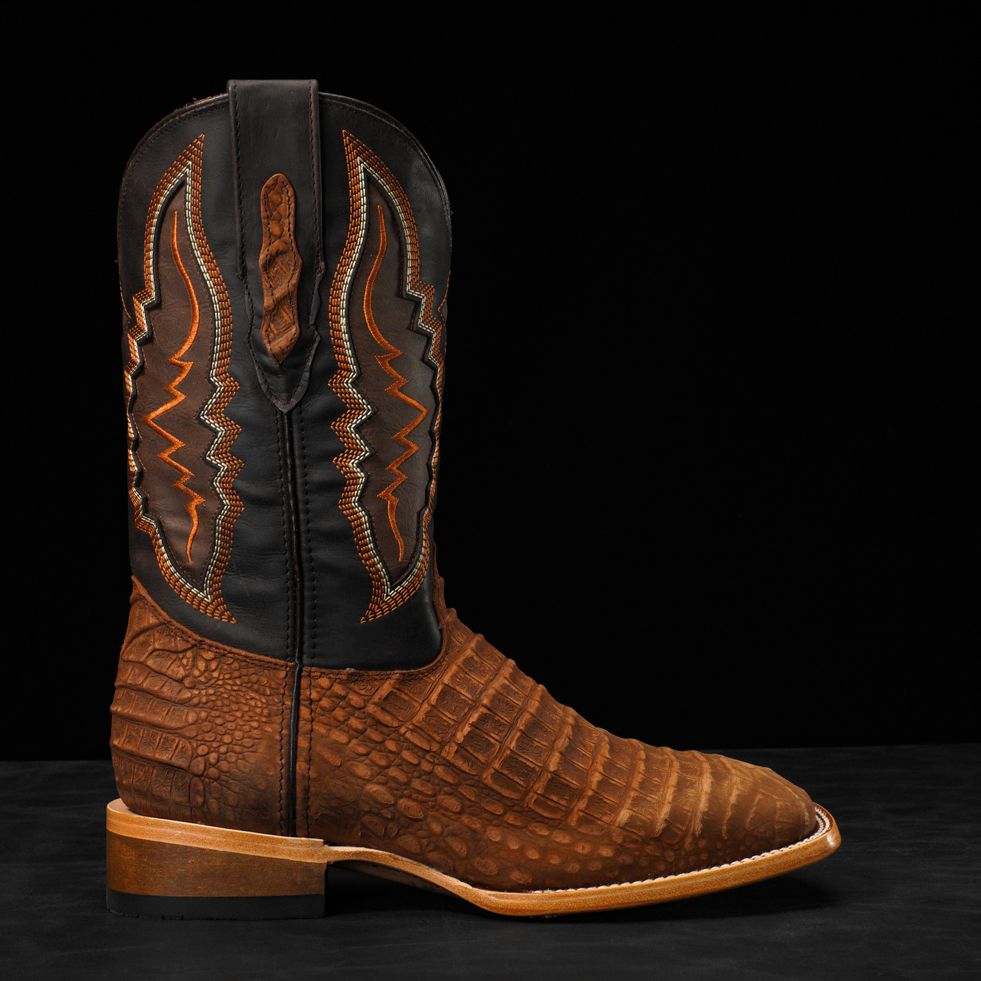 Matte Honey Nubuck Caiman Belly - Arena Square Toe - Image 2