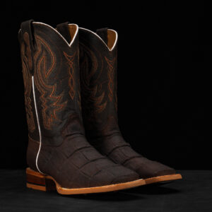 Matte Brown Giant Alligator Belly - Square Toe