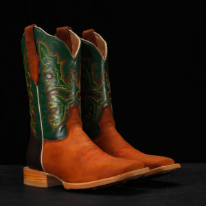 Cognac Cowhide W/ Bullhide – Ranch Square Toe