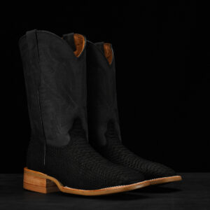 Matte Black Python - Square Toe