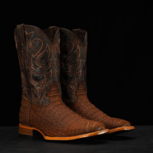 Matte Cognac Nubuck Caiman Belly - Heritage Square Toe