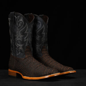 Matte Brown Nubuck Caiman Belly - Heritage Square Toe
