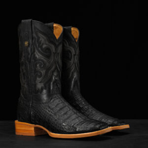 AUTHENTIC Black Caiman Hornback – Arena Square Toe