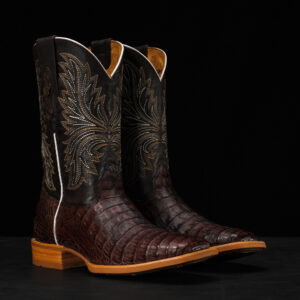 AUTHENTIC Brown Caiman Belly  – Square Toe