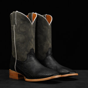 AUTHENTIC Black Python Belly – Square Toe