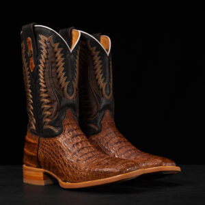 AUTHENTIC Cognac Caiman Horn Back – Arena Square Toe
