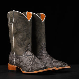 AUTHENTIC Matte Gray Python Belly – Square Toe