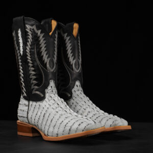 White Caiman Tail - Arena Square Toe