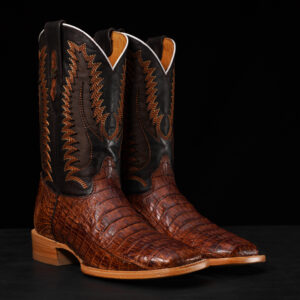 AUTHENTIC Cognac Caiman Belly – Arena Square Toe