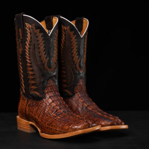 AUTHENTIC Cognac Caiman Tail – Arena Square Toe