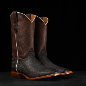 Matte Brown Caiman Belly - Square Toe