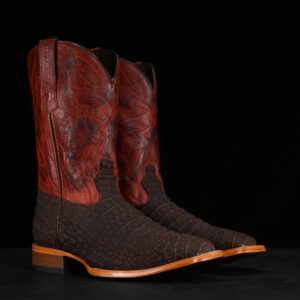 Matte Brown Nubuck Caiman Belly - Heritage Square Toe