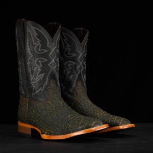 Matte Olive Green Nubuck Caiman Belly - Heritage Square Toe