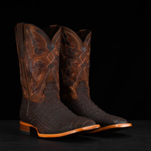 Matte Brown Nubuck Caiman Belly - Heritage Square Toe