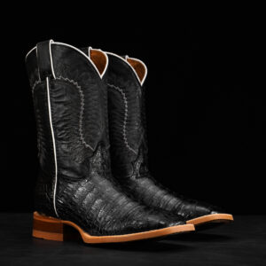 Black Caiman Belly - Square Toe
