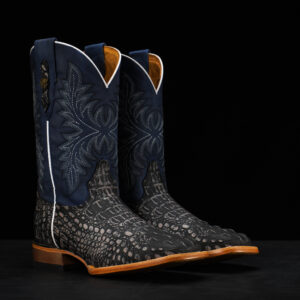 Rustic Black Caiman Neck - Square Toe