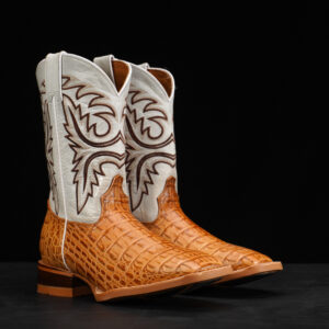 Taupe Caiman Horn Back – Square Toe