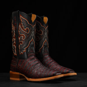 Black-Cherry Caiman Belly - Arena Square Toe