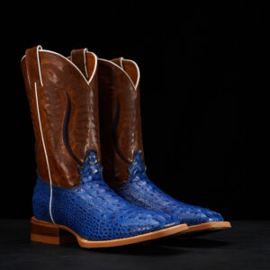 Royal Blue Caiman Horn Back - Square Toe