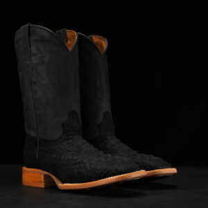 Matte Black Caiman Neck - Square Toe