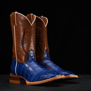 Royal Blue Alligator Belly - Square Toe