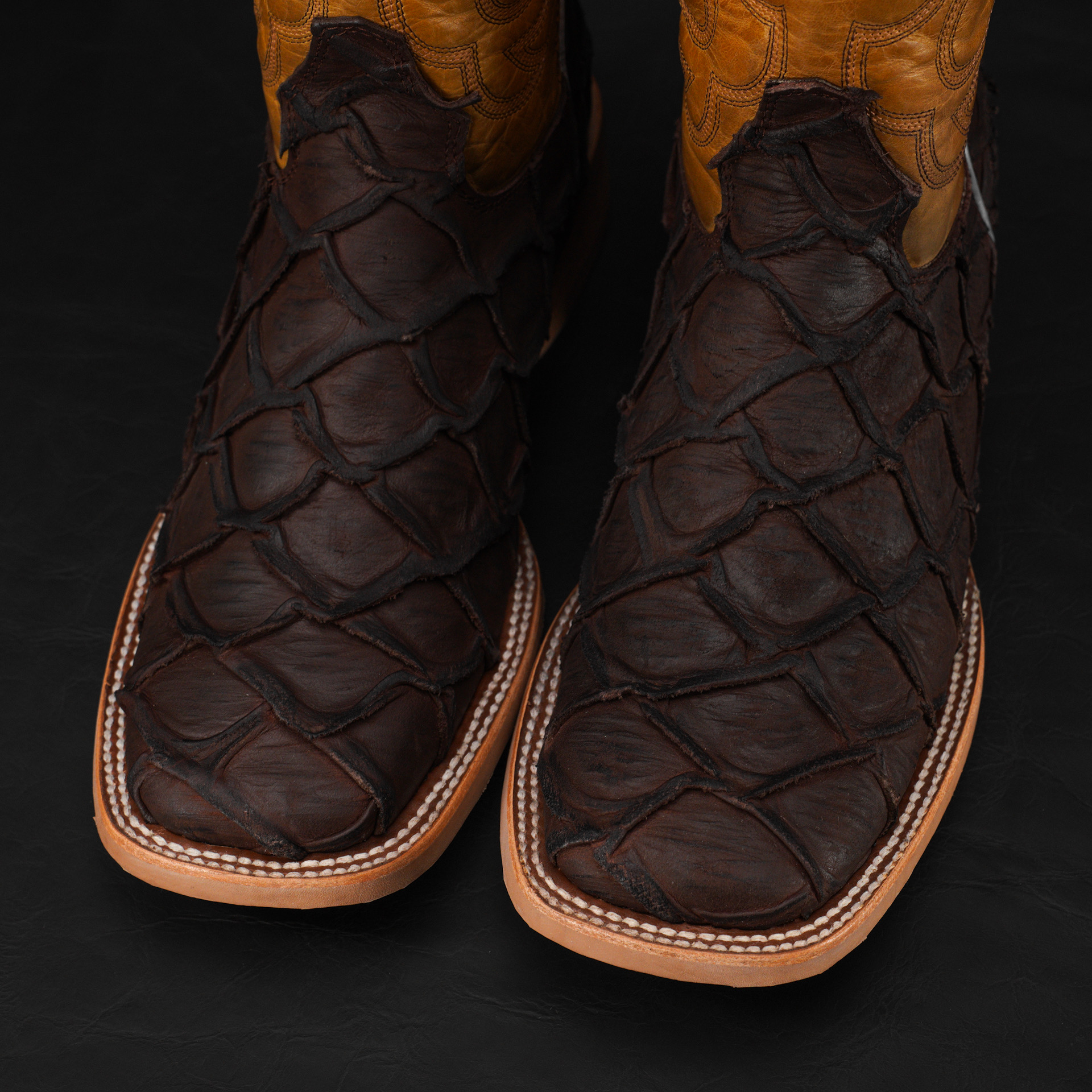 Matte Brown Pirarucu – Ranch Square Toe - Image 3