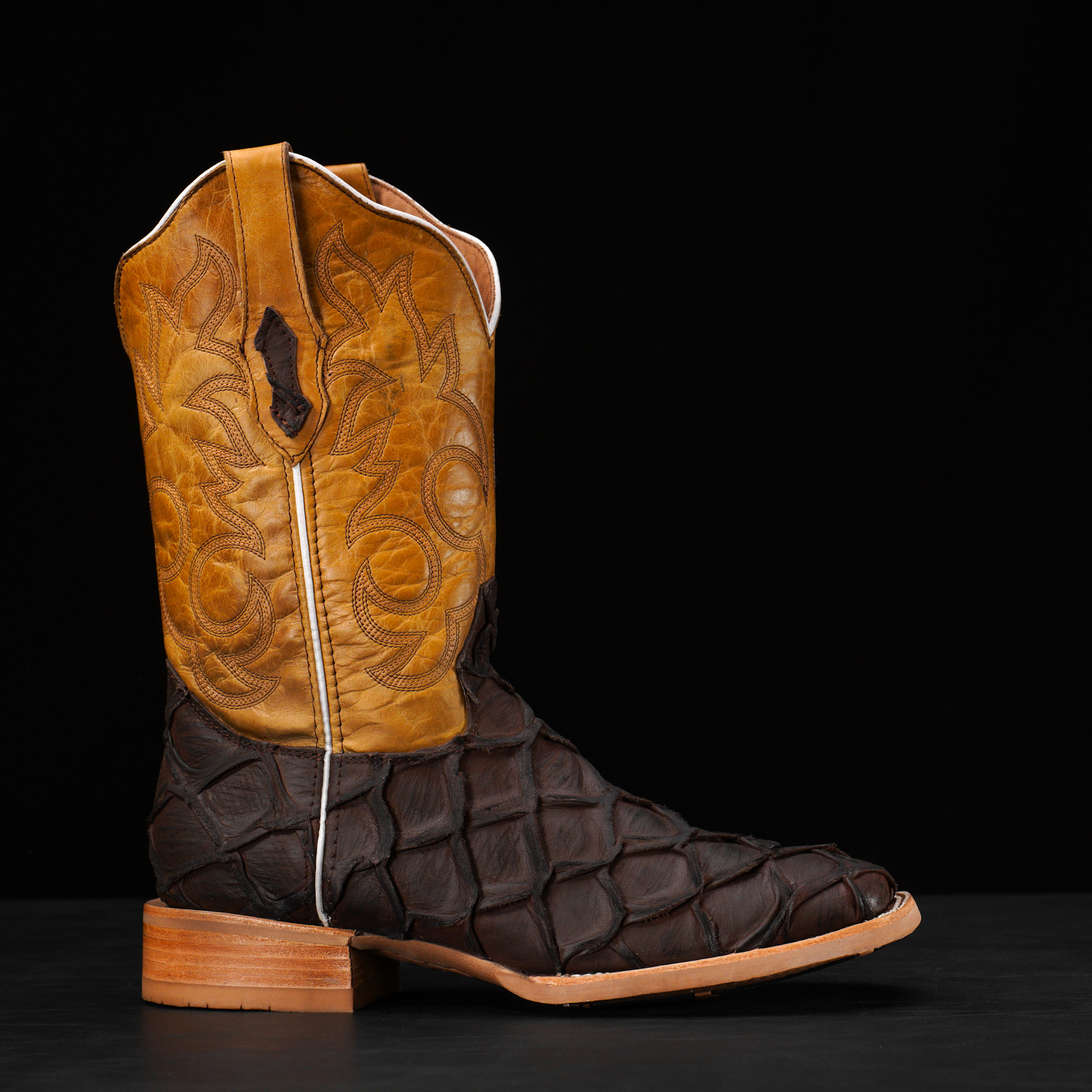 Matte Brown Pirarucu – Ranch Square Toe - Image 2