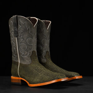 Matte Olive Green Nubuck Python – Heritage Square Toe