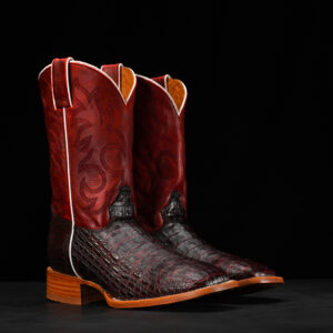 Black Cherry Caiman Horn Back - Square Toe