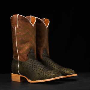 Olive Green Python – Square Toe