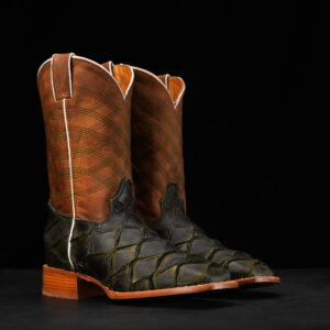 Matte Olive Green Pirarucu – Square Toe