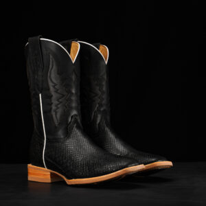 AUTHENTIC Black Python Belly – Square Toe