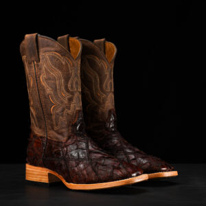 AUTHENTIC Brown Patch Work Pirarucu – Square Toe